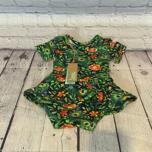 Muse Threads Peacock Floral Pattern Bamboo Bodysuit Twirl